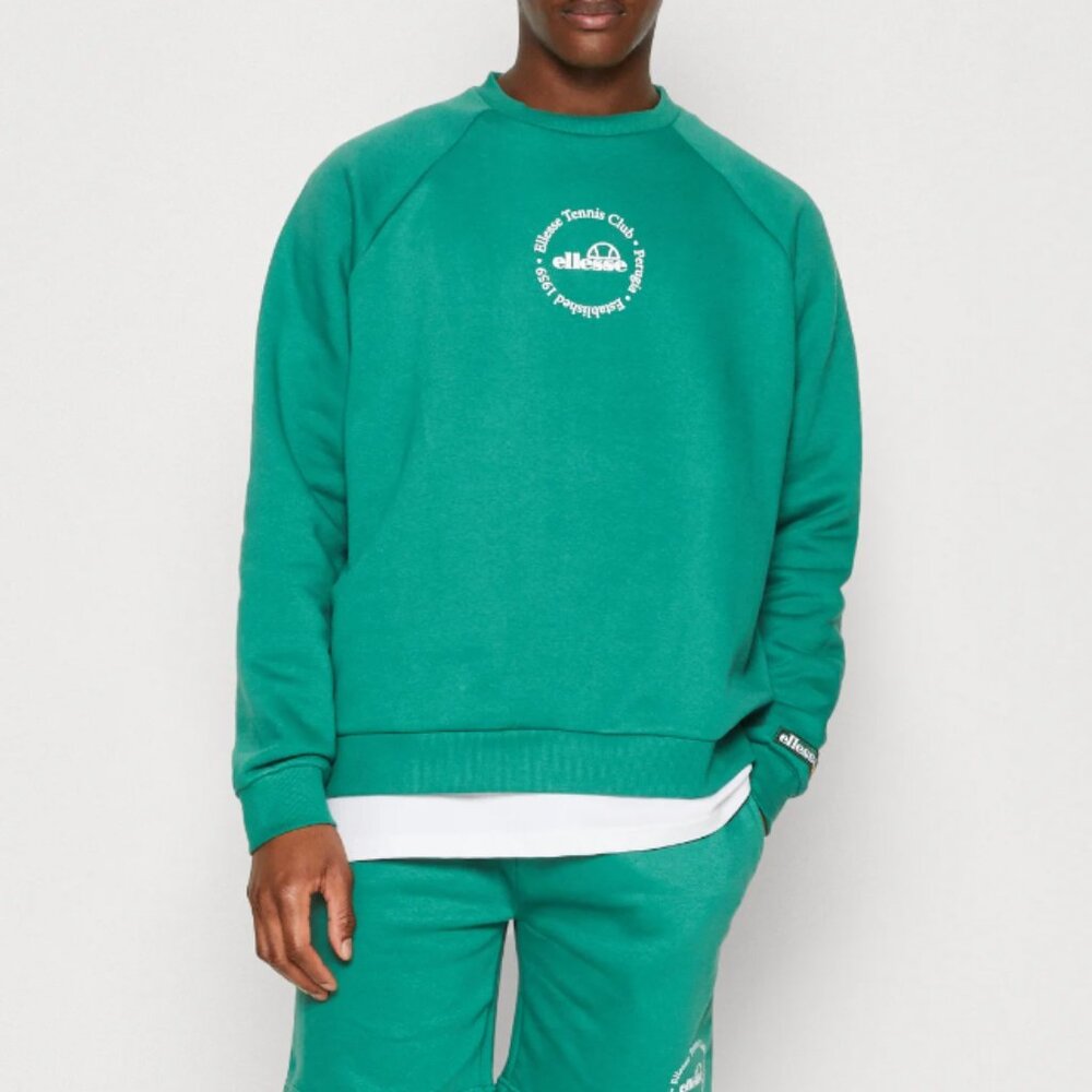 Ellesse Tennis Club Voliero Sweatshirt Mens XL Green Crew Neck Unisex Perugia